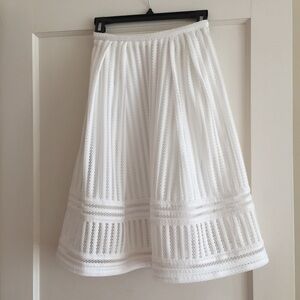 H&M White A-Line Crochet Lace Midi Skirt Cottagecore Whimsical Size 2 NWOT
